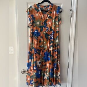 Created Beauty Apricot Orange Floral Midi Multicolor Floral
